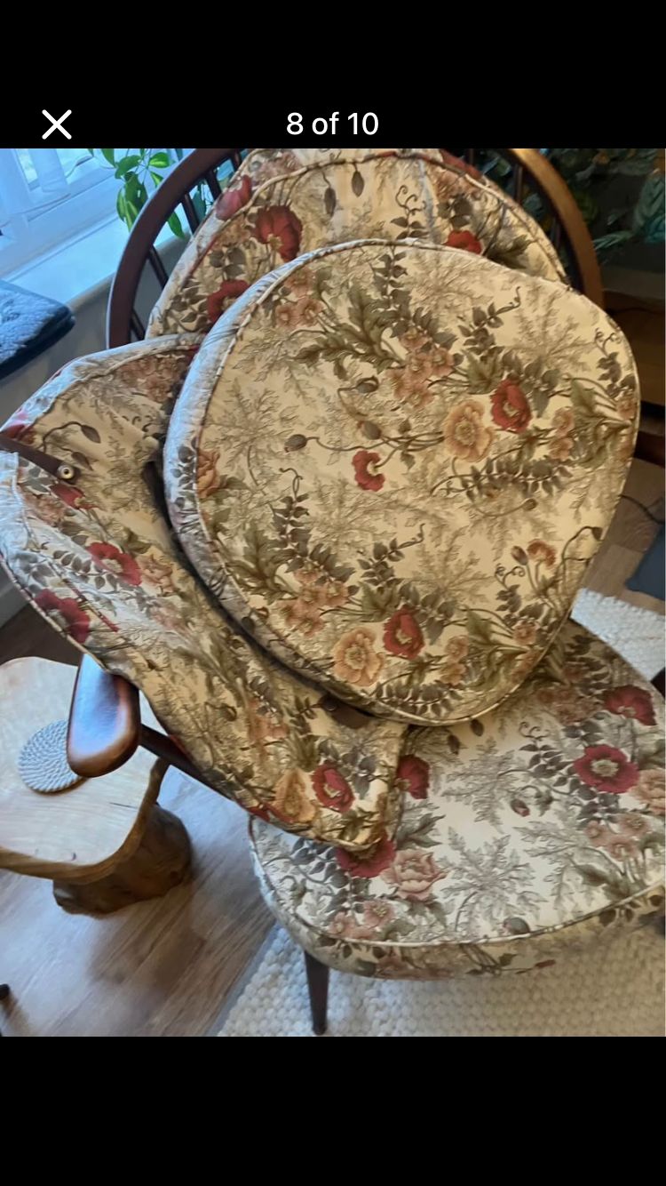 Pair Of Vintage Ercol Armchairs With Original Cushions   Fleur De Lys 1970 Windsor Chairs photo buy