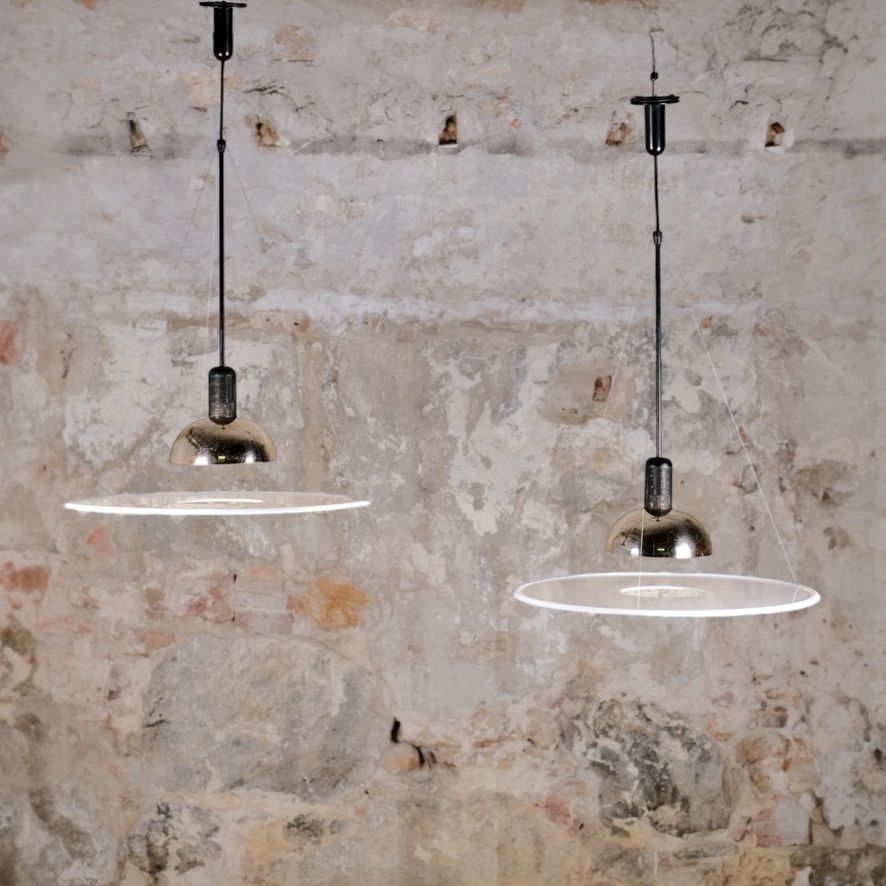 Pair Of Frisbi 850 Pendant Lights, Castiglioni For Flos
