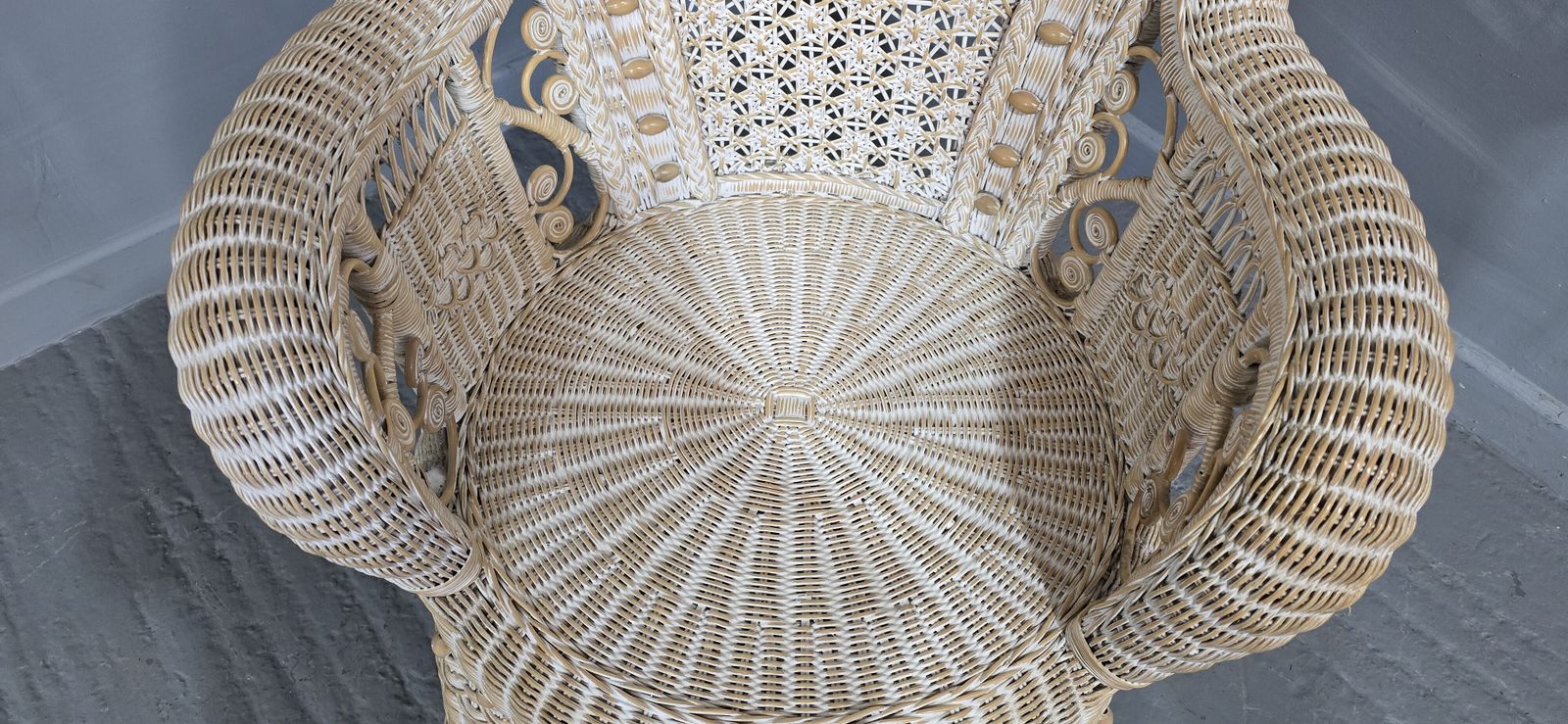 Lovely Painted Wicker Peacock Chair photo buy