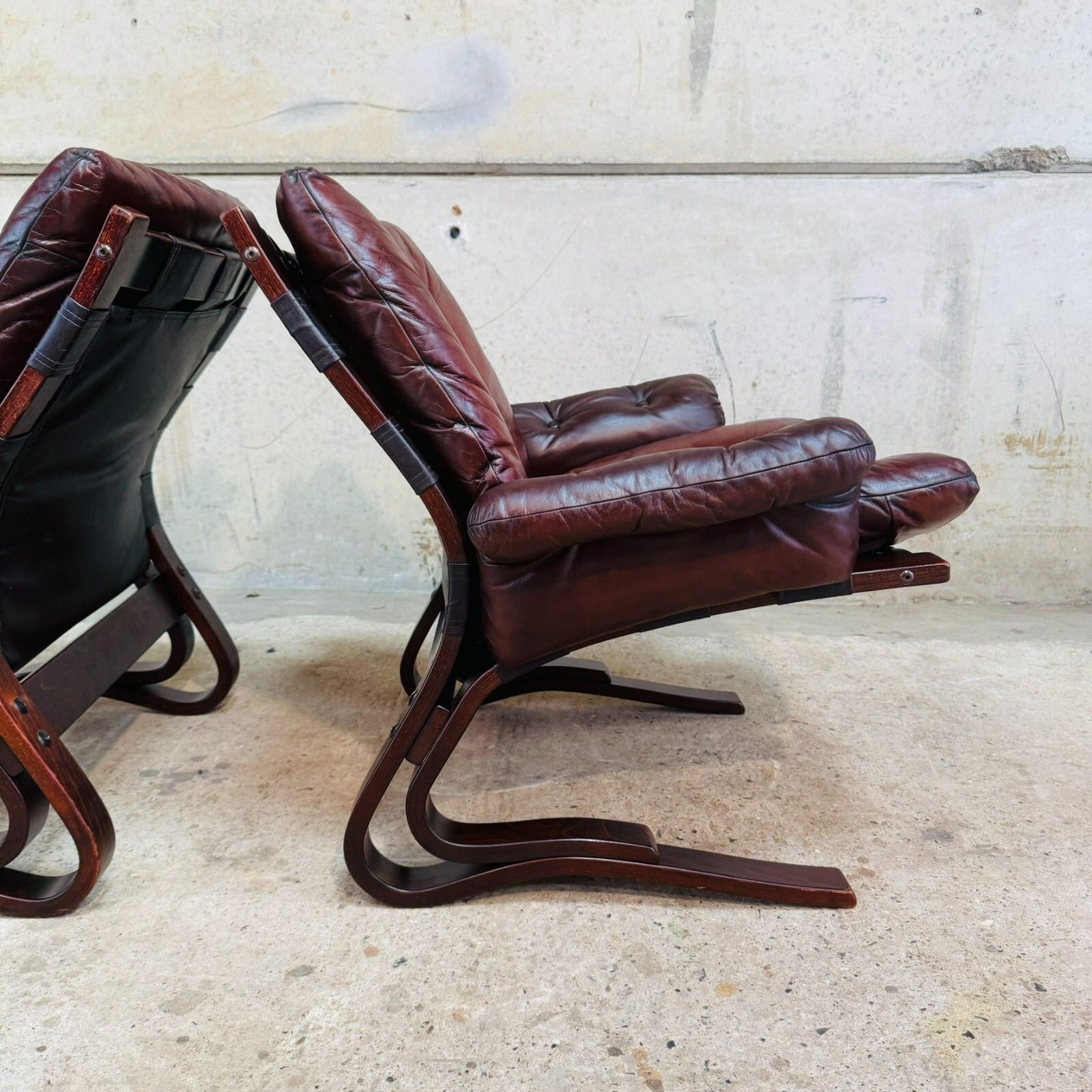 Furniture Pair Of Original 1970s Danish ‘Skyline’ Brown Leather Armchairs By Hove Møbler photo