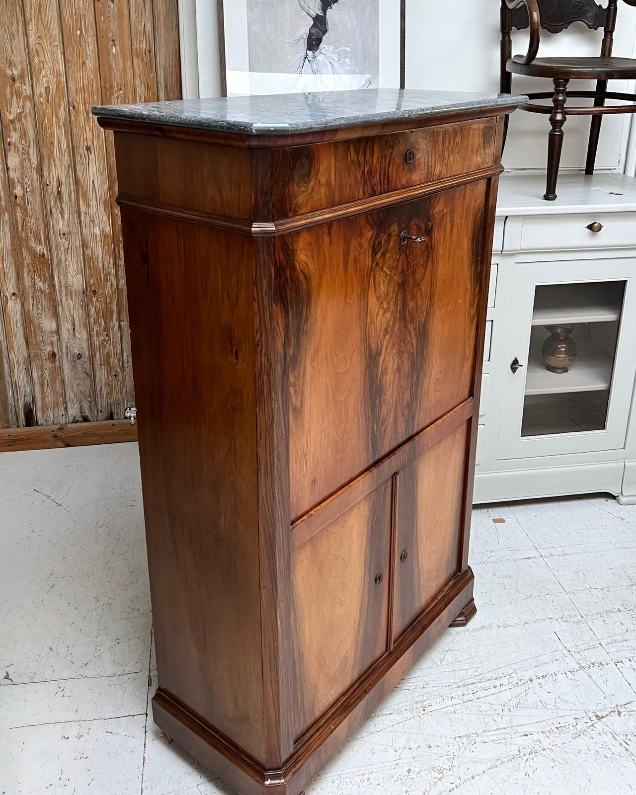 Antique French Walnut Secretaire Writing Desk Bureau photo 1095.0