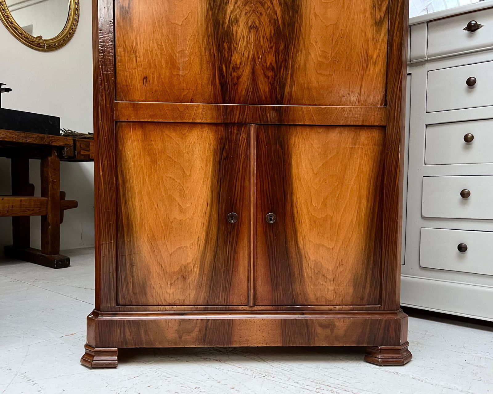 Antique French Walnut Secretaire Writing Desk Bureau photo vintage
