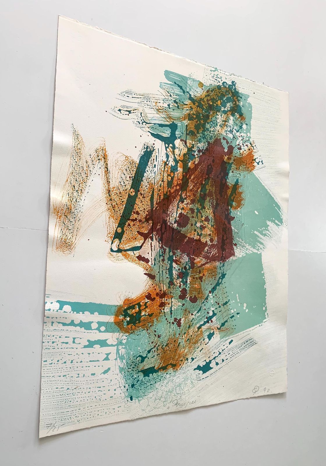 Original Vintage Abstract Postmodern Litograph Print Signed By The Artist photo for sale