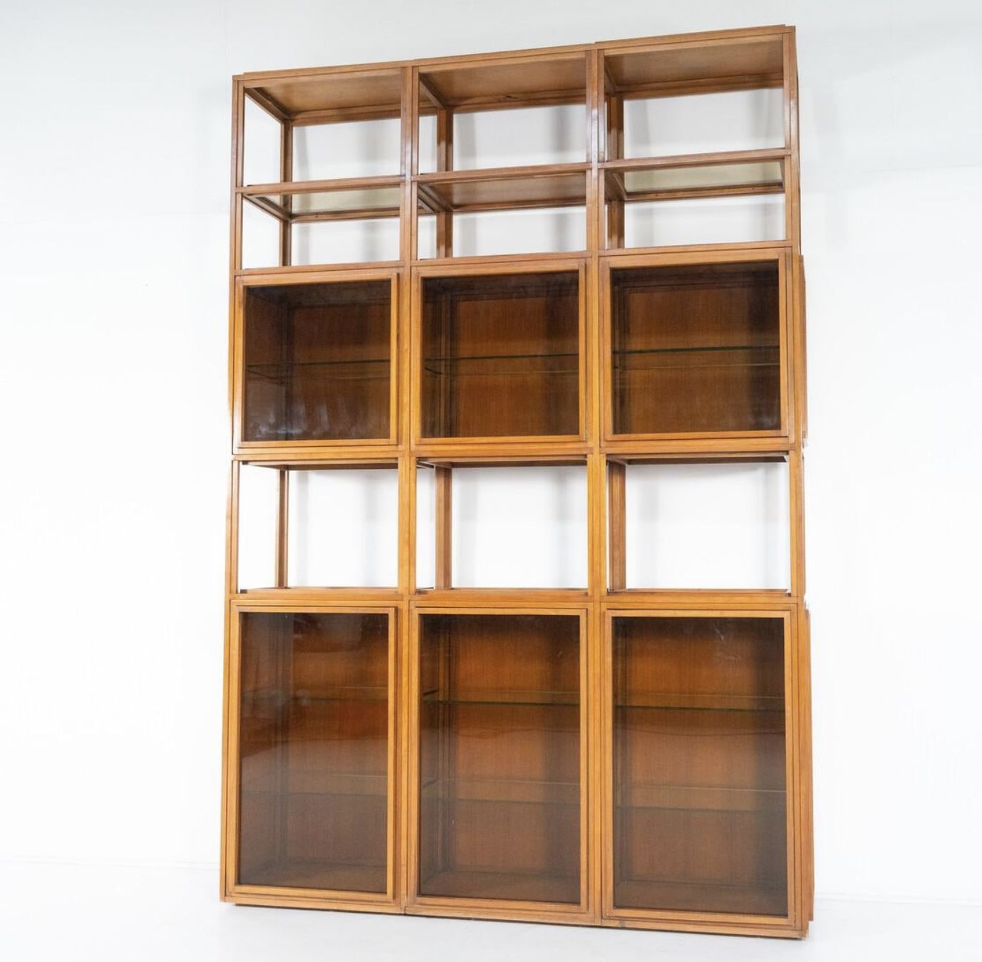 Mid Century Modern Shelves, Wood And Glass photo vinterior