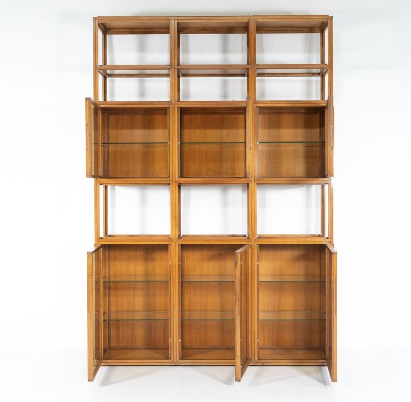 Mid Century Modern Shelves, Wood And Glass photo buy