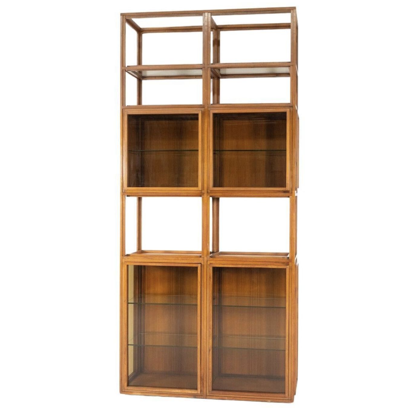 Mid Century Modern Shelves, Wood And Glass