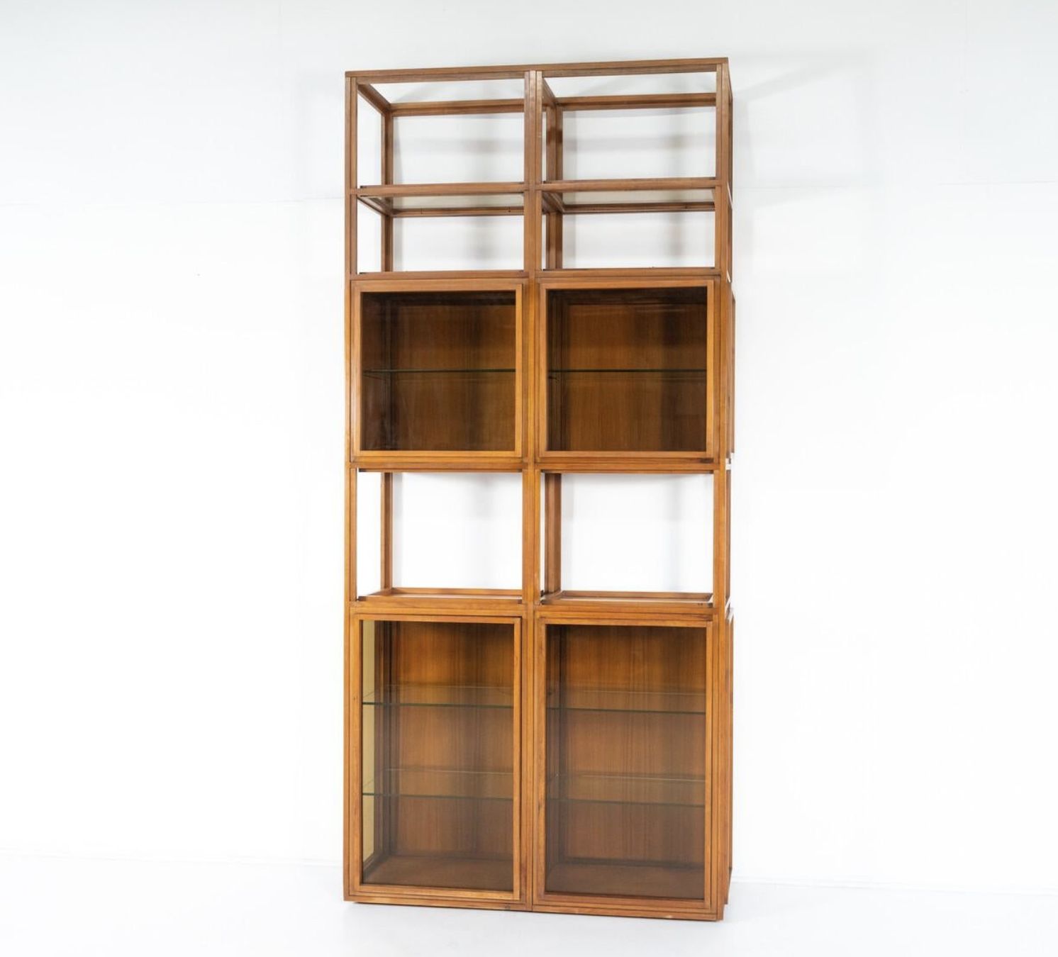 Mid Century Modern Shelves, Wood And Glass photo for sale
