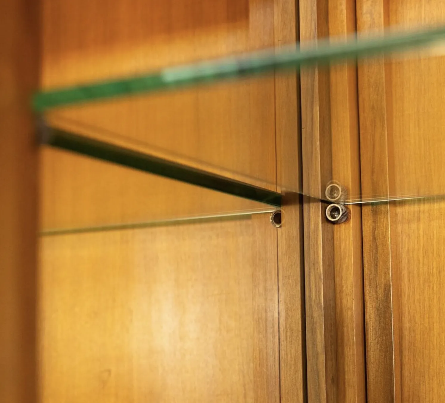 Mid Century Modern Shelves, Wood And Glass photo Furniture