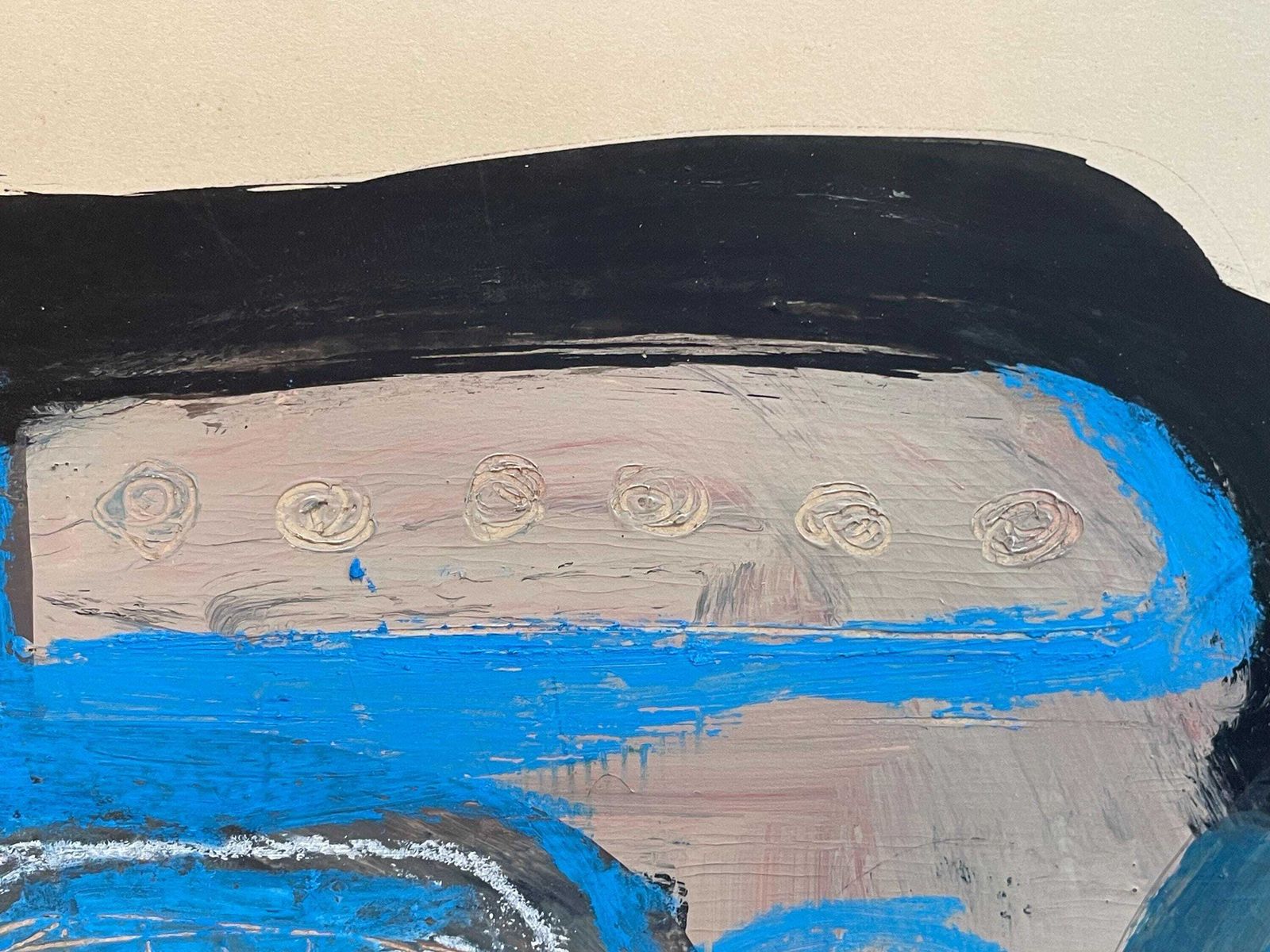 Danish Vintage Original Mid Century Paint And Pastel On Paper Painting From 1968 With Abstract Motive By Finn Krogh photo Art