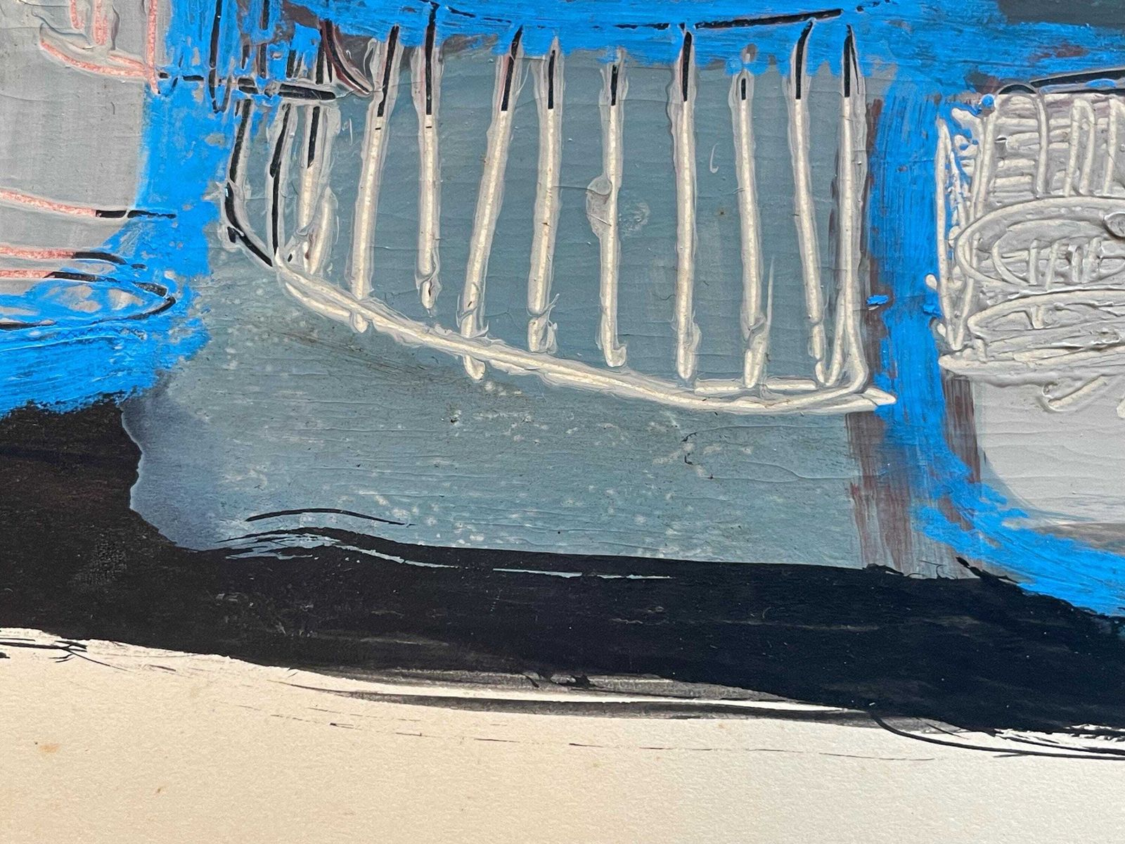 Danish Vintage Original Mid Century Paint And Pastel On Paper Painting From 1968 With Abstract Motive By Finn Krogh photo 240.0