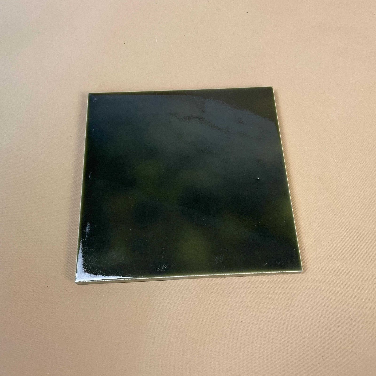 Vintage Dark Emerald Green Tile Ceramic Square Fireplace Coaster Placemat 15cm Simple Decorative Antique Mat Minton Made In England