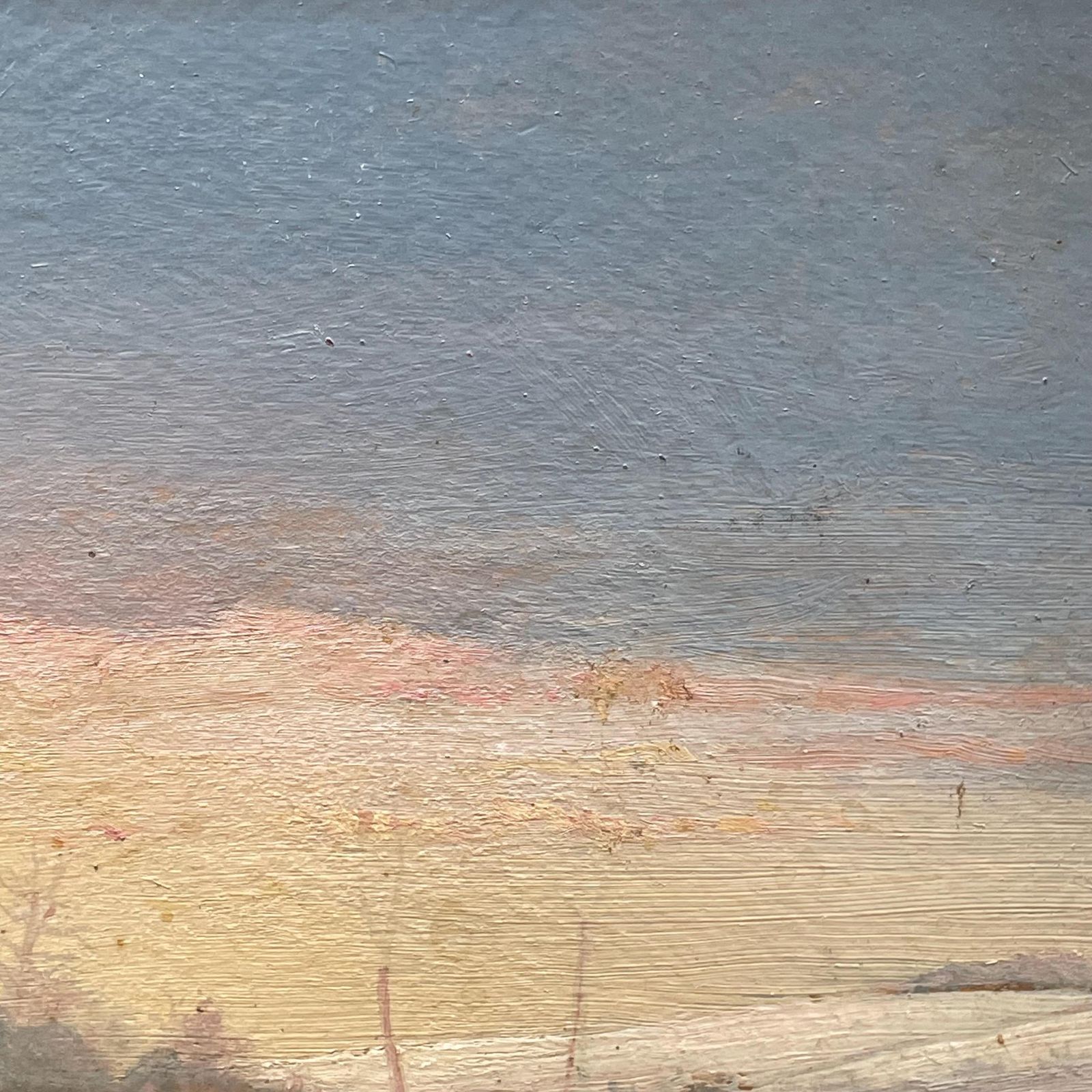 Antique Danish Signed Oil On Plate Painting With Motive Of Farm In A Winter Landscape photo for sale