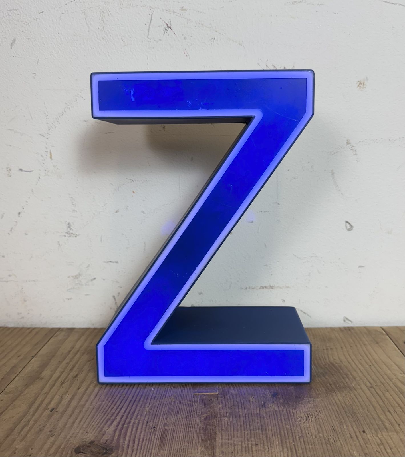 photo for sale Vintage Blue Plastic Illuminated Letter Z , 1970s