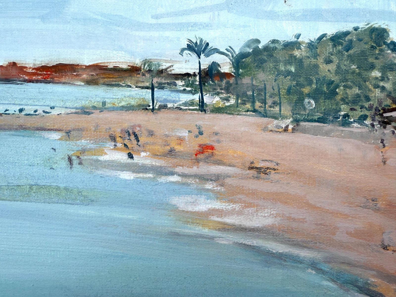 Isidore Lazaro Marbella Beach Spain Spanish Seascape Mediterranean Art Oil On Canvas C.2000 photo Art