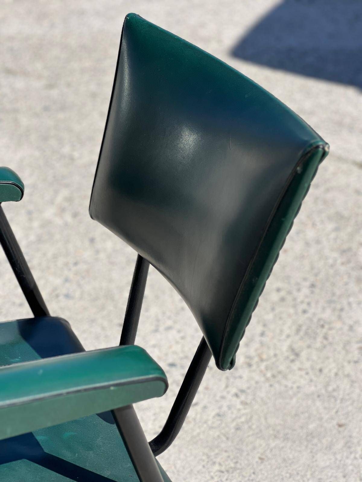 Rare Green Leatherette Armchair, By "Colette Gueden", Designer From The 1950s photo 682.0