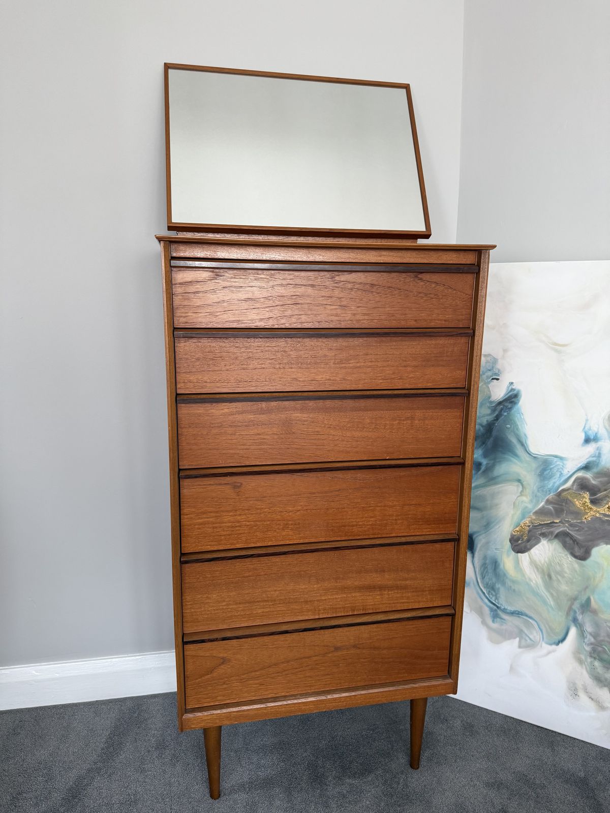 Mid Century Teak Tall Boy photo Furniture