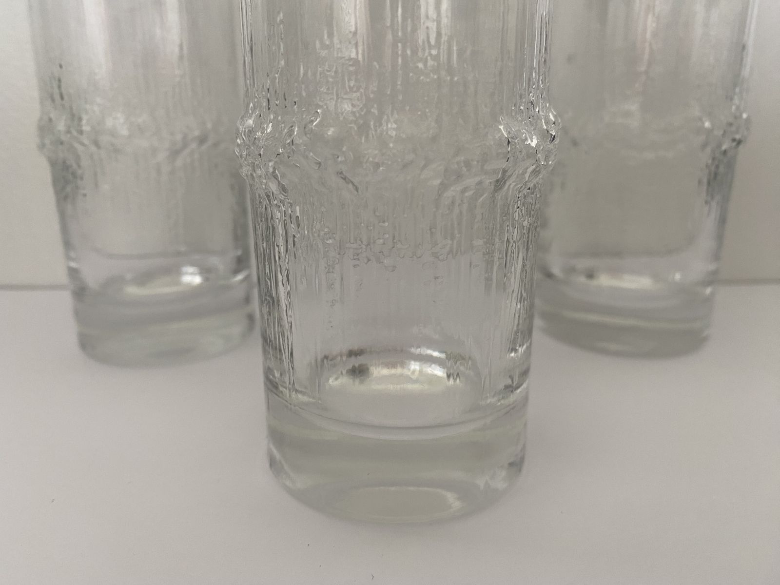 60.0 Finnish Art Glass, Iittala, 1970’s, ‘Niva’ Design Range, Liquor/Shot Glasses X3 photo