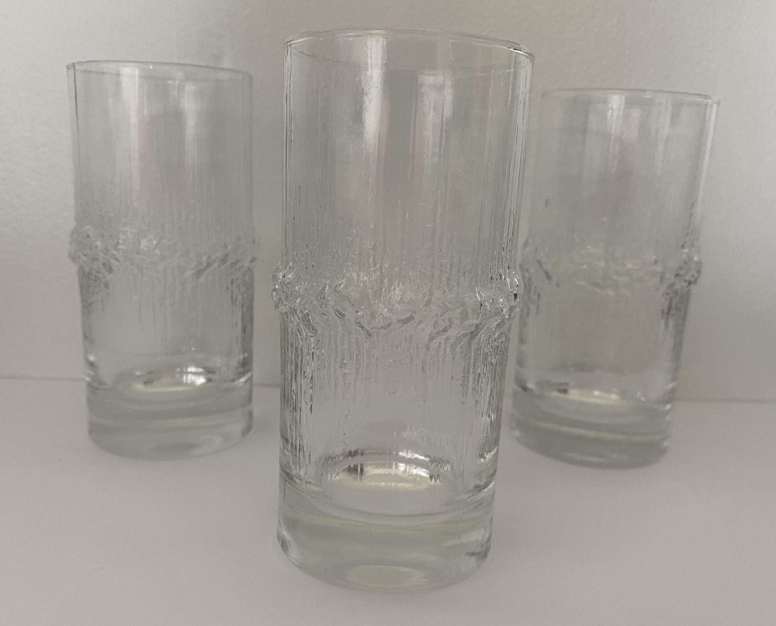 Home Decor Finnish Art Glass, Iittala, 1970’s, ‘Niva’ Design Range, Liquor/Shot Glasses X3 photo