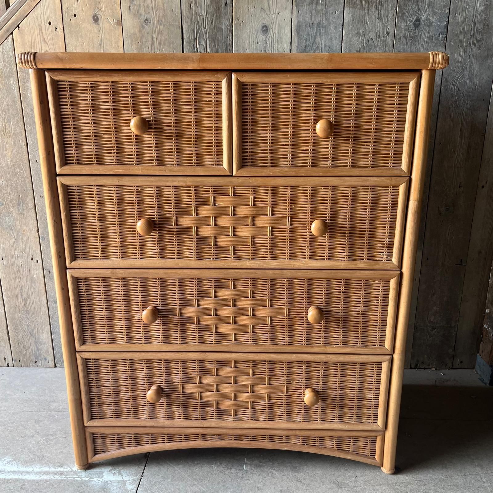 Wicker 5 Drawer Chest Of Drawers photo furniture
