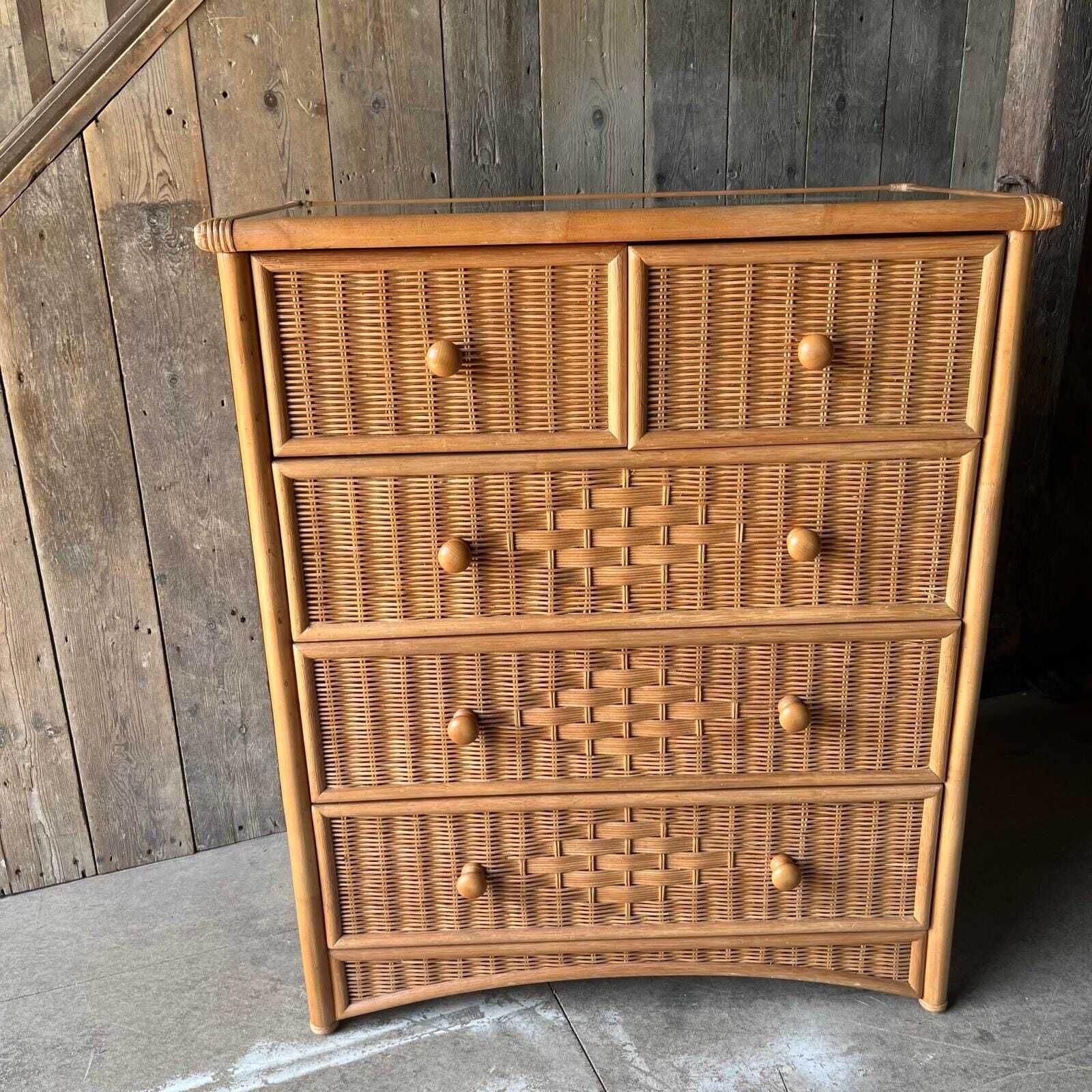 Wicker 5 Drawer Chest Of Drawers photo buy