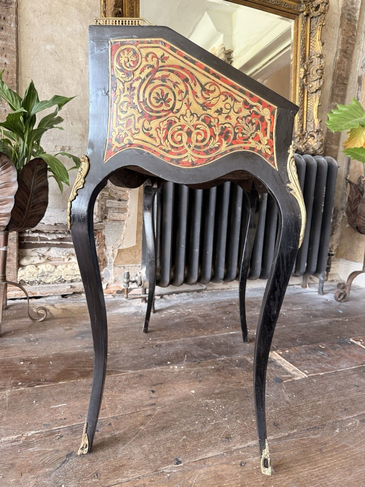 photo vinterior Antique Orginal  Ebony Gilt French Boulle Louis XV Boulle Bureau De Dame Desk