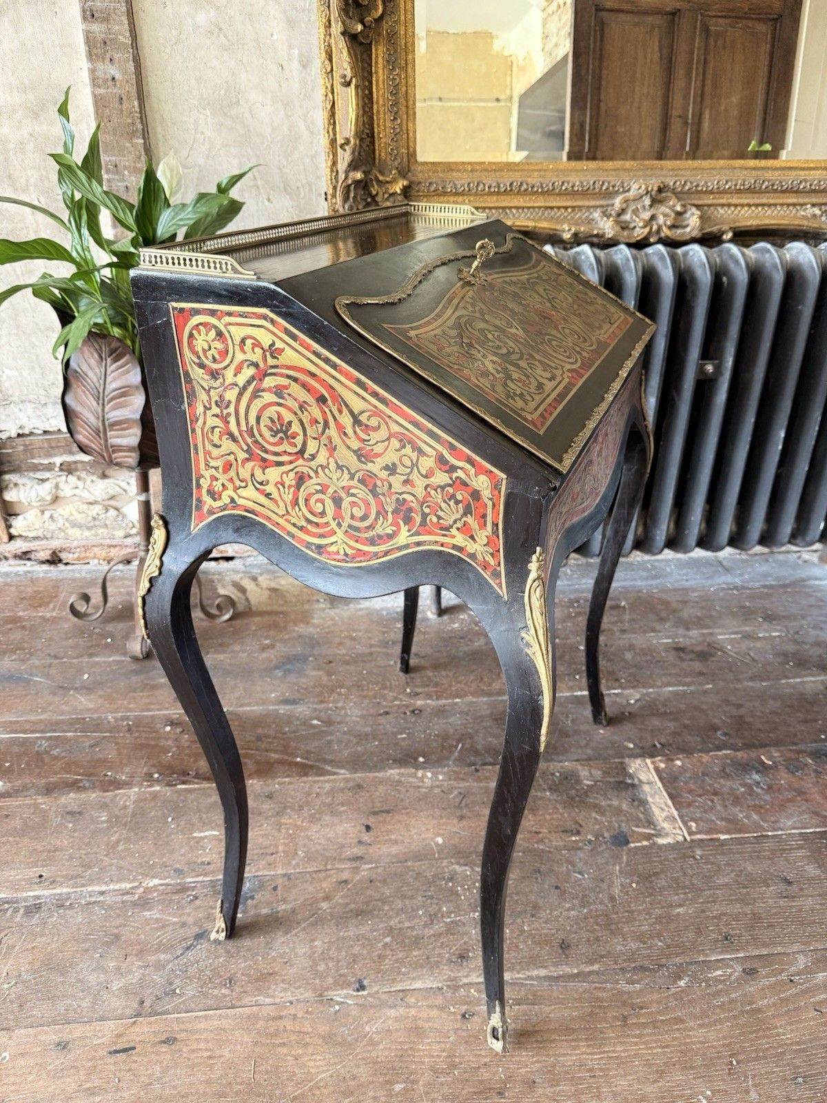 photo buy Antique Orginal  Ebony Gilt French Boulle Louis XV Boulle Bureau De Dame Desk