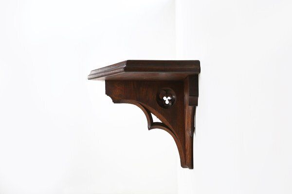 Antique Carved Oak Church Wall Consoles, 1850, Set Of 2 photo vinterior