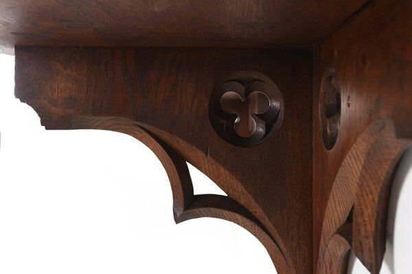 Antique Carved Oak Church Wall Consoles, 1850, Set Of 2 photo buy