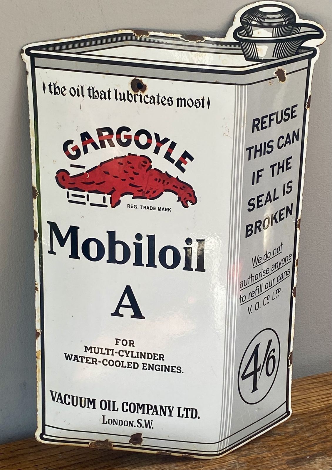 Rare Mobiloil A Enamel Oil Can Enamel Sign Gargoyle Mobil 1 Race Car Sign Vacuum Oil Company Lubricant National Benzole Mixture Shell Bp Petrol Gas F1