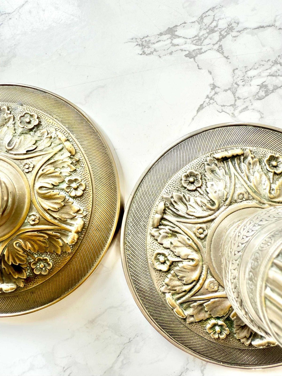 photo furniture Pair Of Tall Silver Plated Bronze Candlesticks French Living Room Decor Candle Holders Antique Table Top Decor French Chateau Style Bourbon