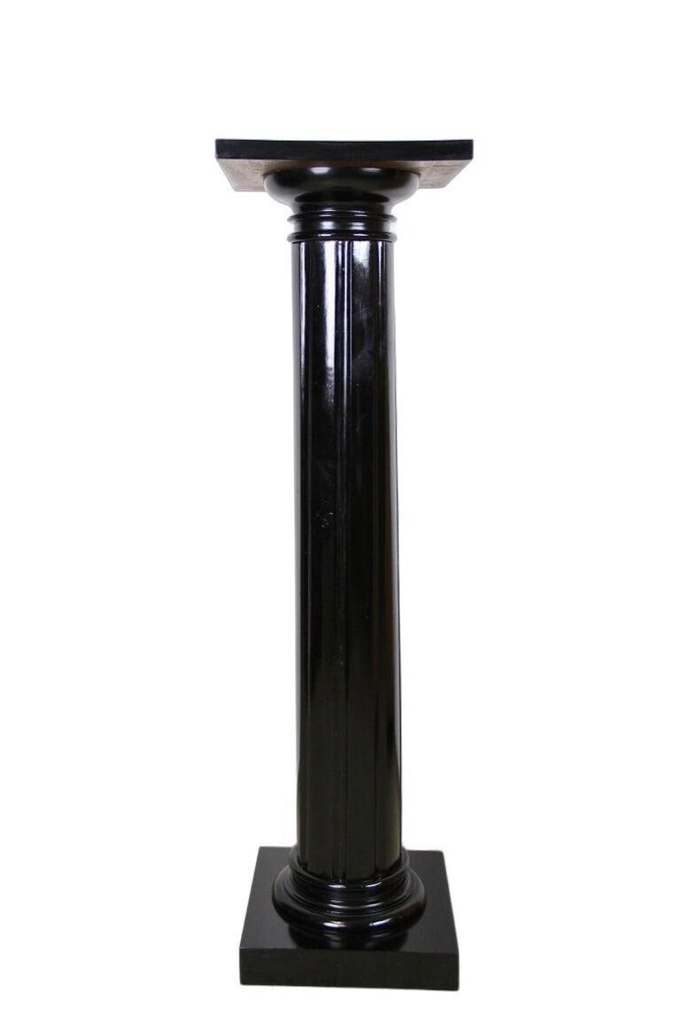 20th Century Art Nouveau Pedestal Or Column, Ebonized /Handcarved, At Ca. 1900