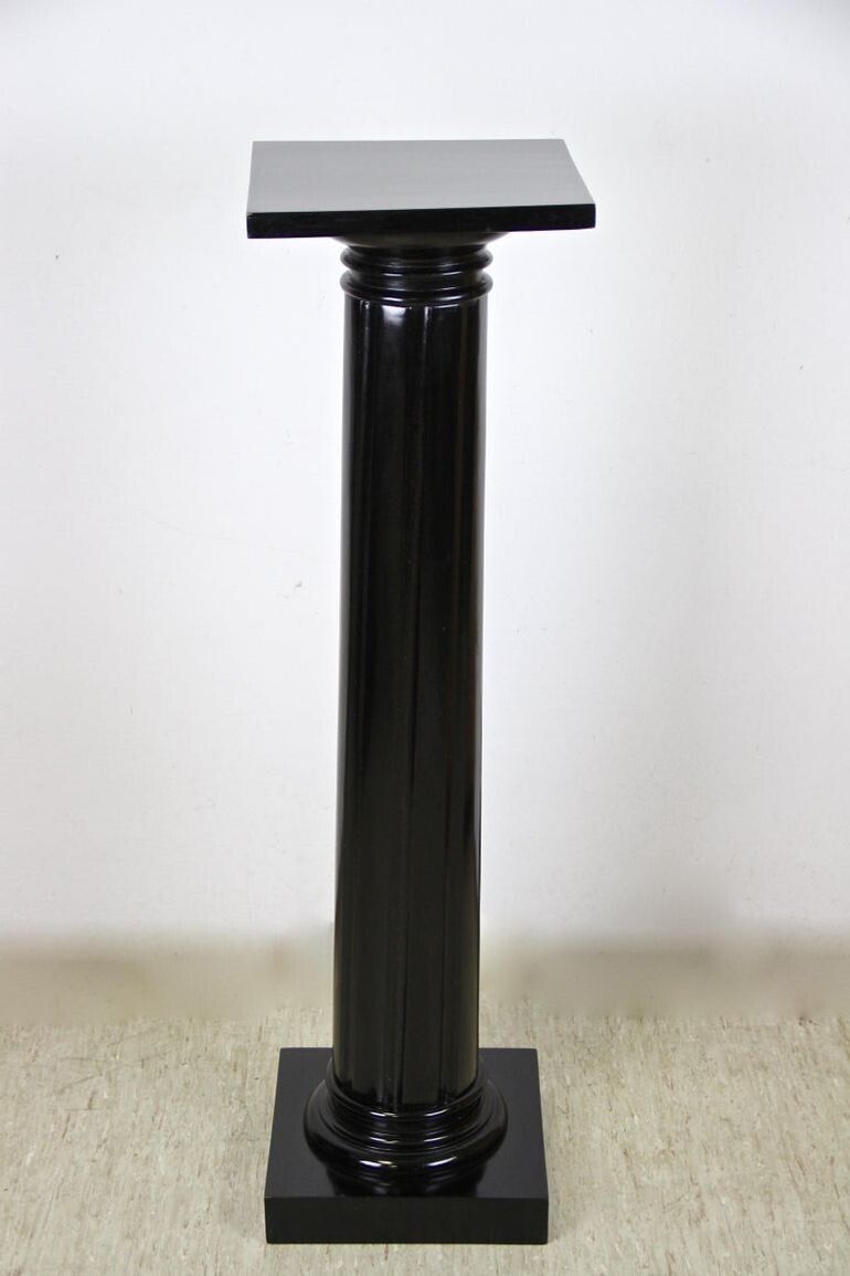 20th Century Art Nouveau Pedestal Or Column, Ebonized /Handcarved, At Ca. 1900 photo for sale