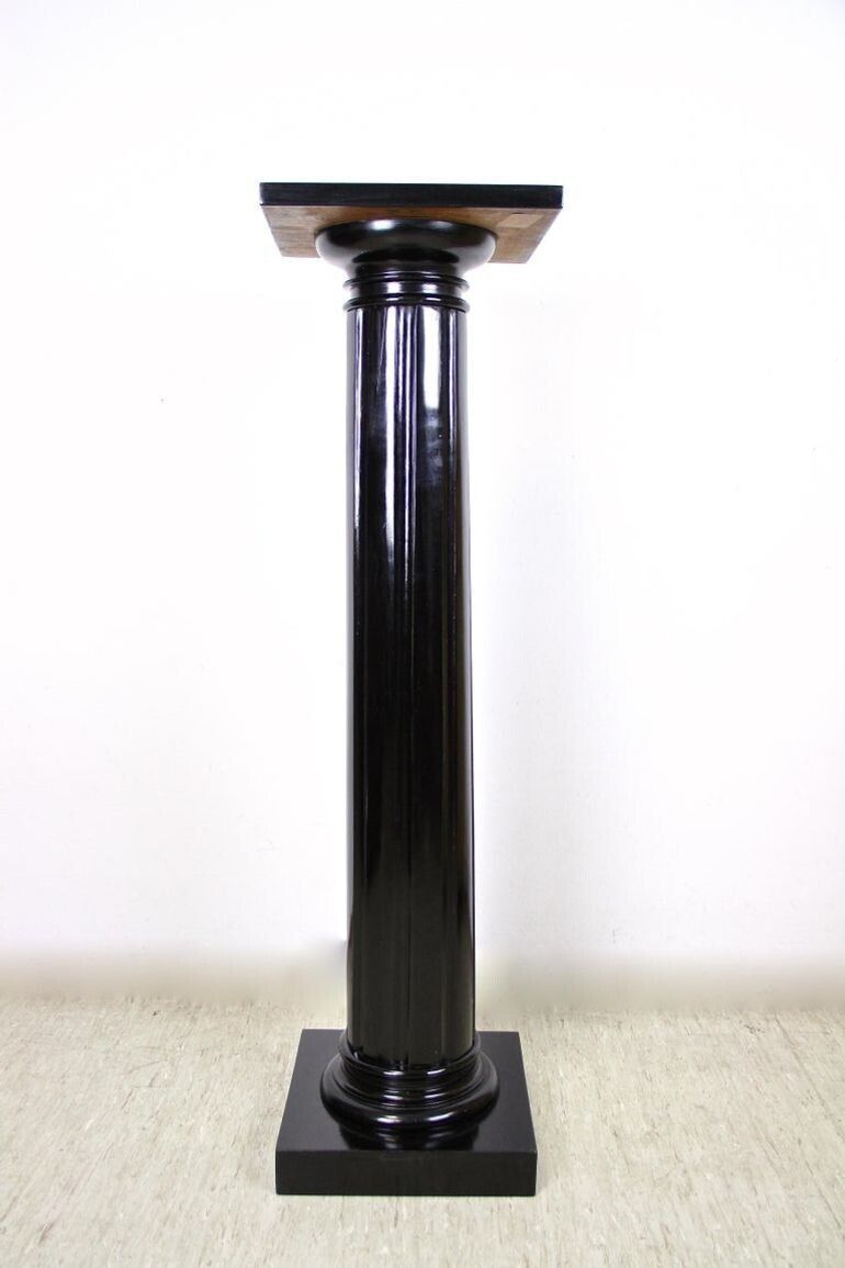 20th Century Art Nouveau Pedestal Or Column, Ebonized /Handcarved, At Ca. 1900 photo 2150.0