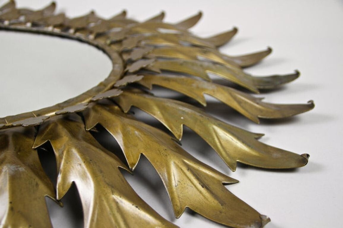 20th Century Art Deco Oval Sunburst Wall Mirror, France Circa 1920 photo Home Decor