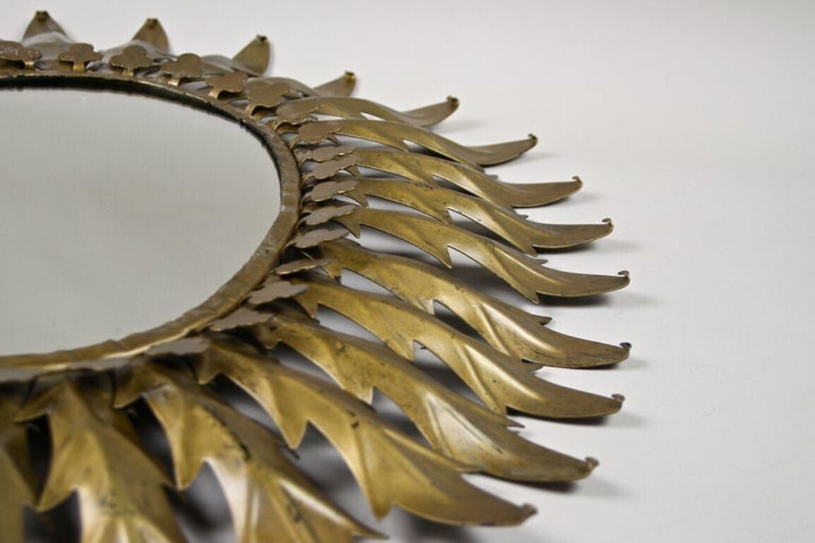 photo furniture 20th Century Art Deco Oval Sunburst Wall Mirror, France Circa 1920