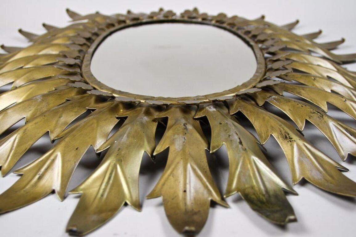 Home Decor 20th Century Art Deco Oval Sunburst Wall Mirror, France Circa 1920 photo