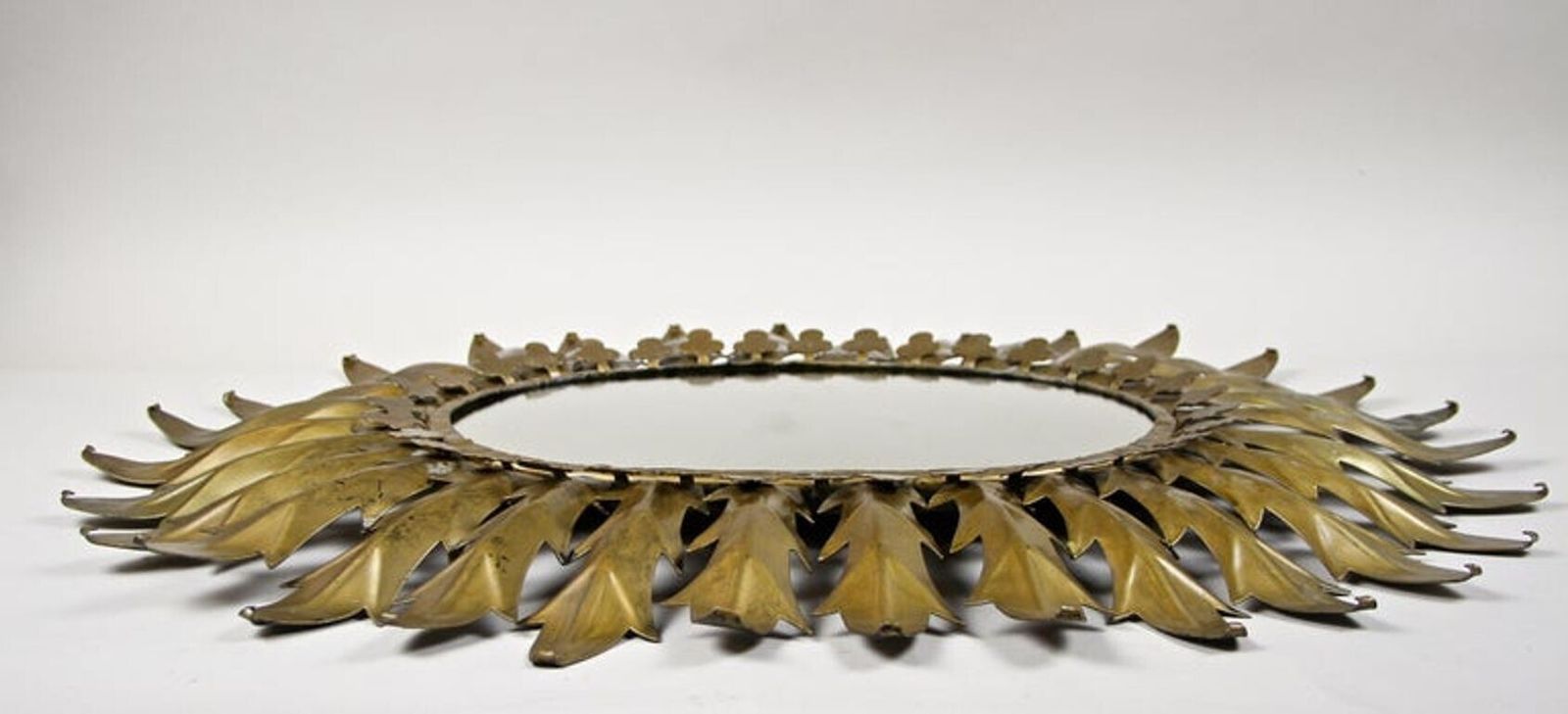 1950.0 20th Century Art Deco Oval Sunburst Wall Mirror, France Circa 1920 photo