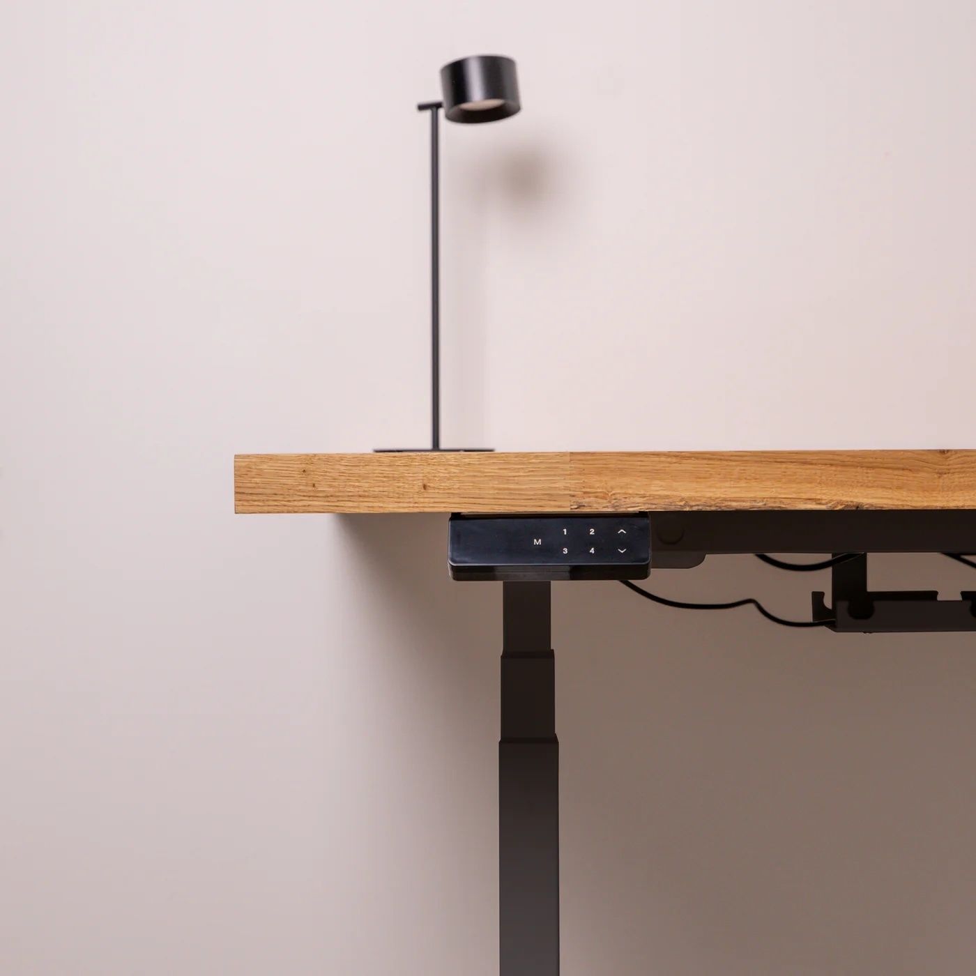Domli Premium Dual Motor Black Standing Desk With Oak Solid Wood Desktop 1500mm X 800mm / 27mm / Oiled photo 500.0