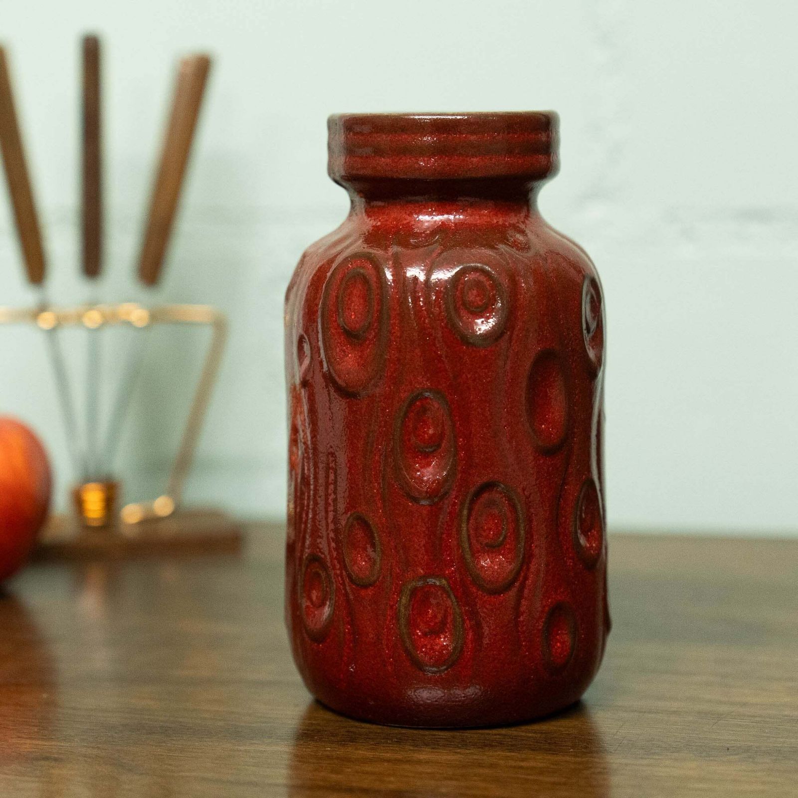 Red "Koralle" Vase   Scheurich   Form 285 15   C1970s photo Home Decor