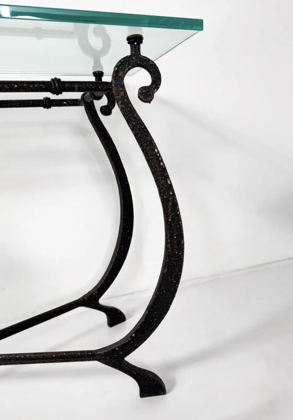 Glass And Wrought Iron Console, France, 1940s photo for sale