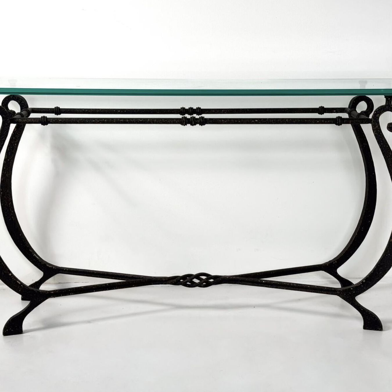 Glass And Wrought Iron Console, France, 1940s photo vinterior