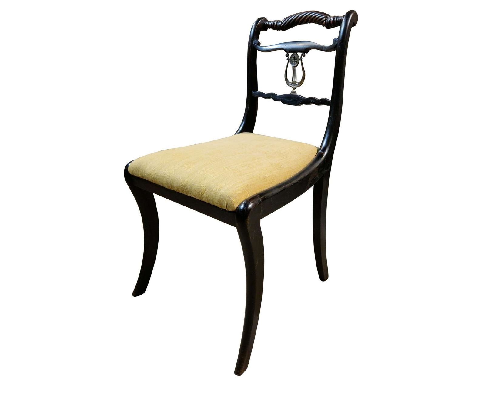 Set Of 6 Regency Rope Back Ebonised Dining Chairs Circa 1820 photo Furniture