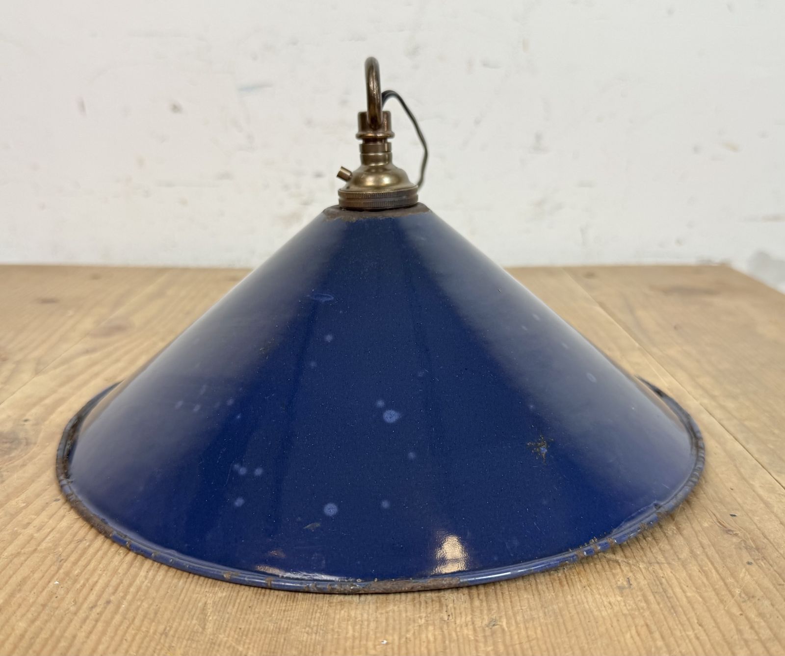 149.0 Industrial Dark Blue Enamel Factory Pendant Lamp, 1950s photo