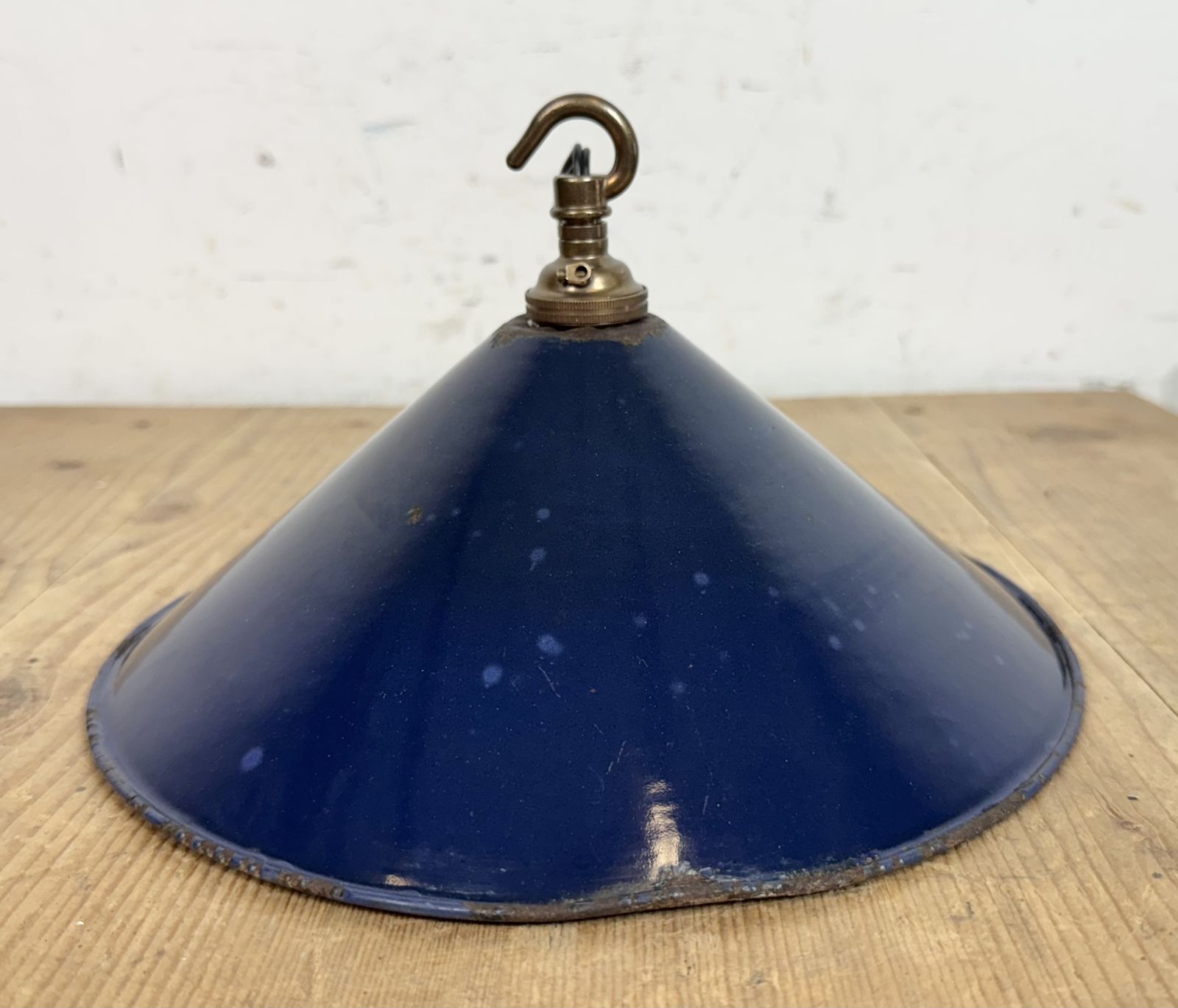 photo buy Industrial Dark Blue Enamel Factory Pendant Lamp, 1950s