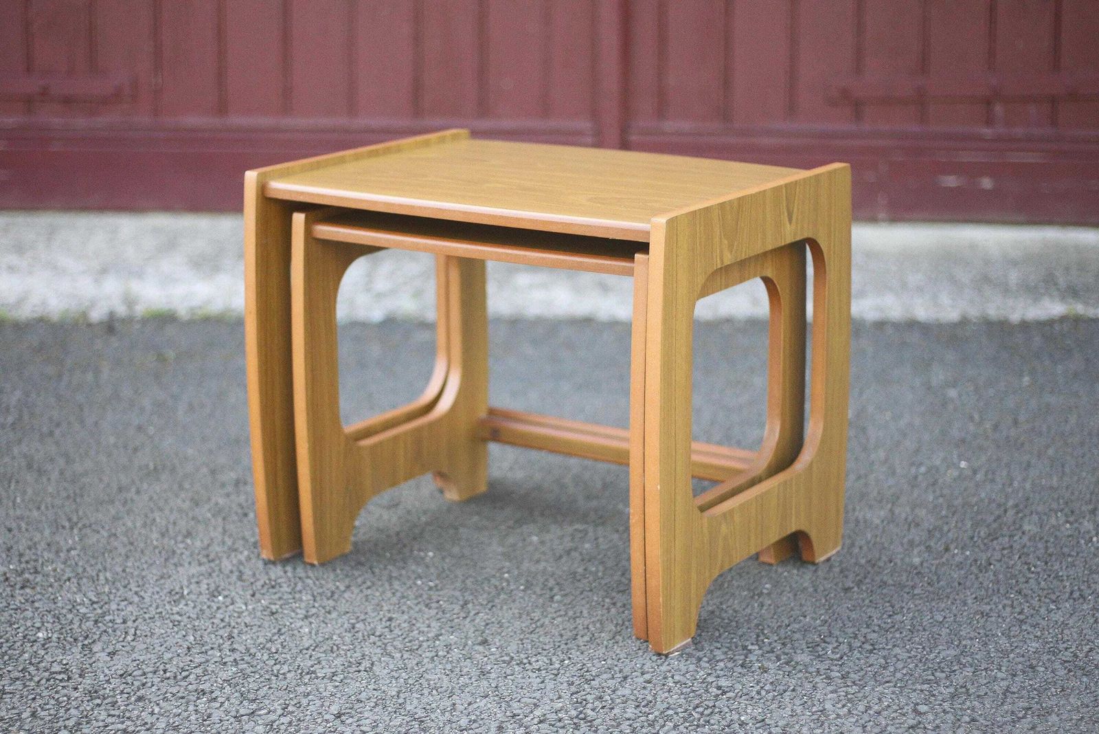 Pair Of Scandinavian Style Wooden Nesting Tables, Coffee Table, Bedside Table, Side Table, Vintage 70s photo 257.0