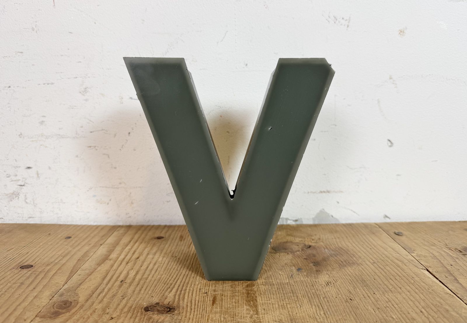 Vintage Grey Illuminated Letter V , 1970s photo Home Decor