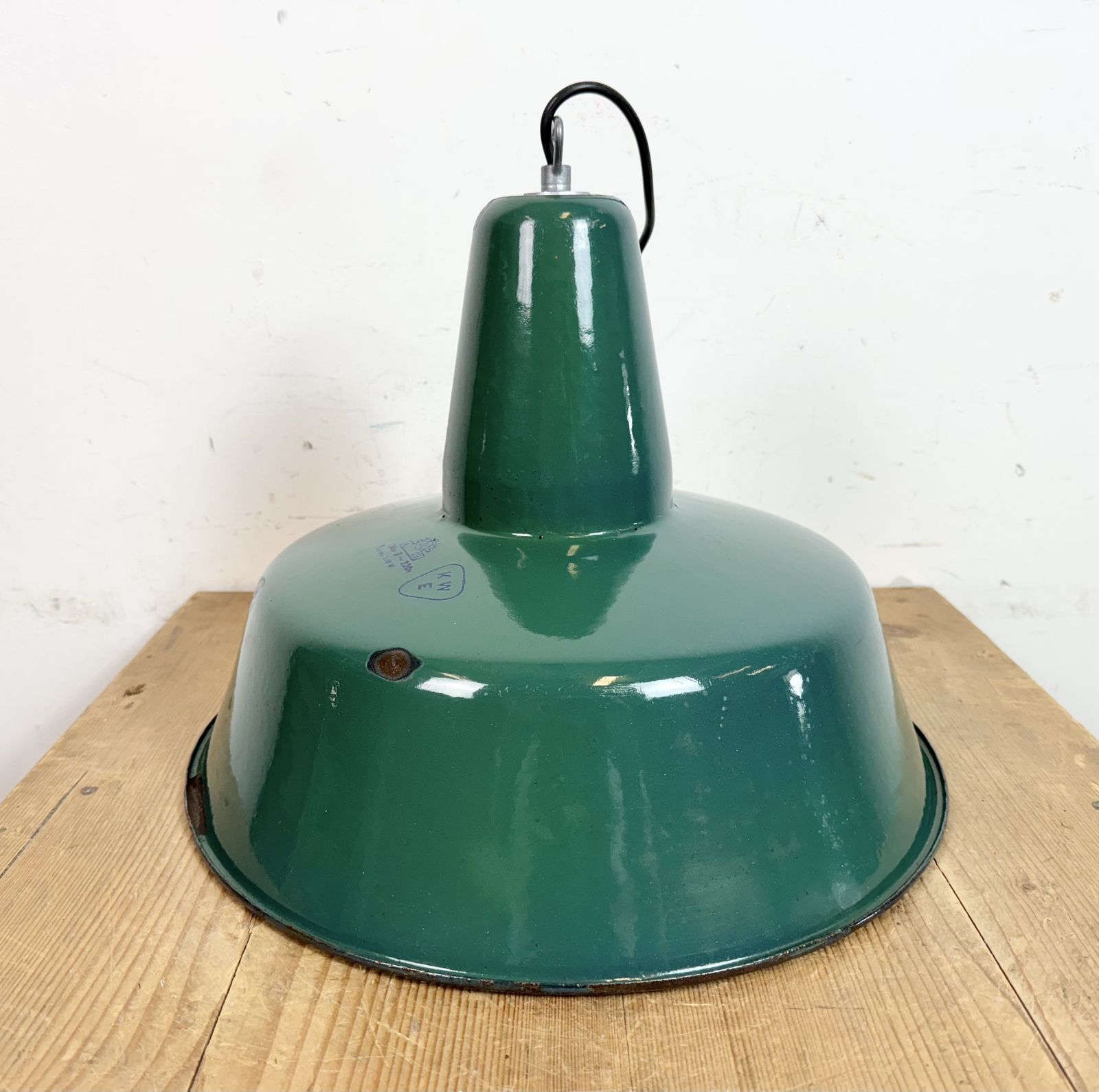 photo buy Large Industrial Green Enamel Factory Pendant Lamp, 1960s