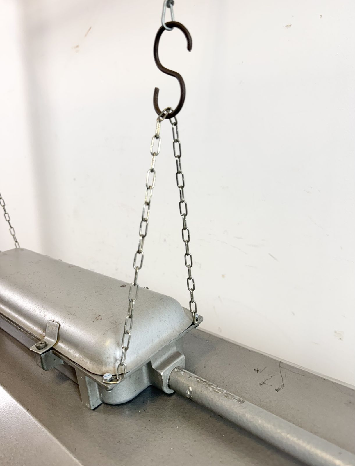 Grey Industrial Hanging Tube Light From Polam Gdansk, 1970s photo 379.0