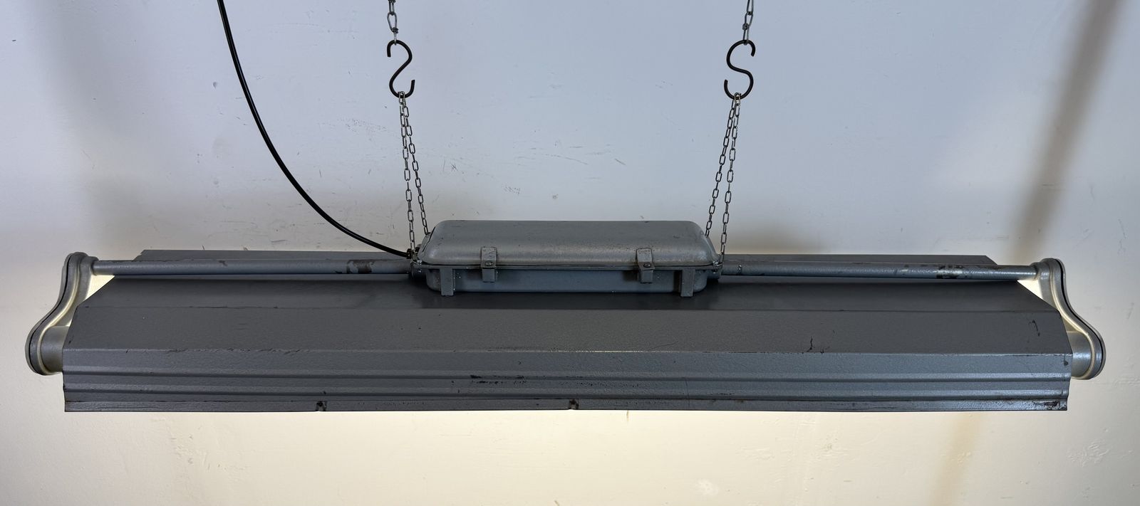 photo furniture Grey Industrial Hanging Tube Light From Polam Gdansk, 1970s