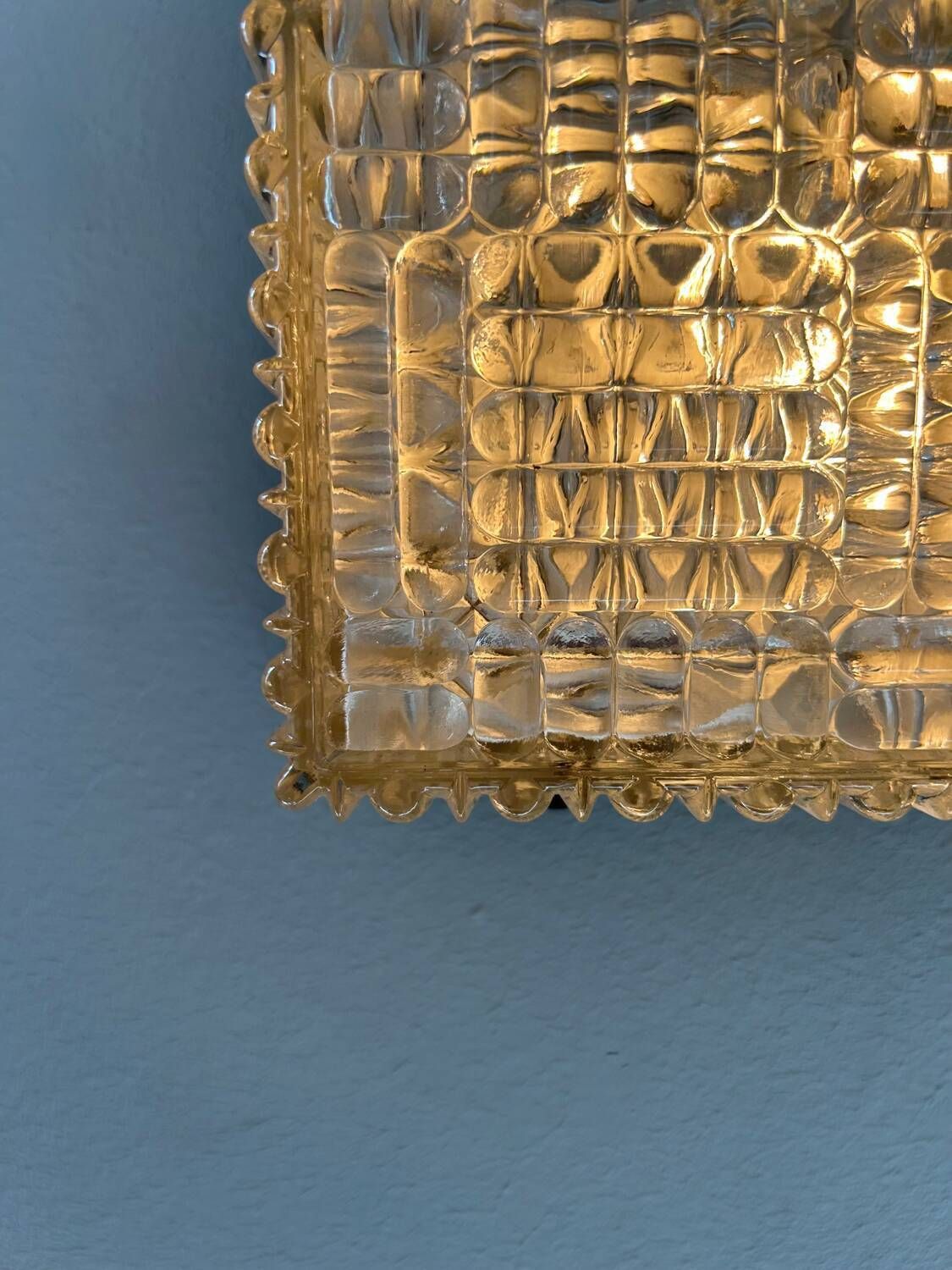 Page 1 Of 7 Vintage Wall Lamp In Pressed Molded Glass, France 1970 photo for sale